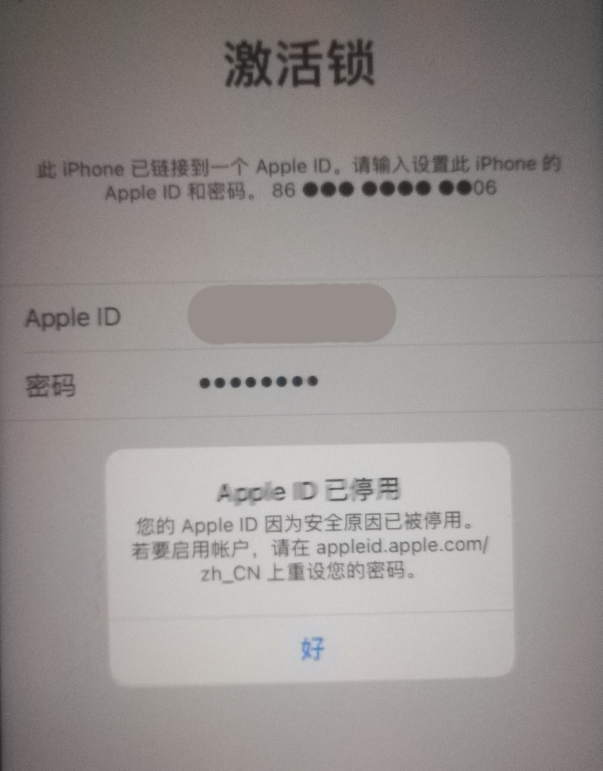 扶余苹果手机维修分享iPhone 12 出现提示“Apple ID 已停用”怎么办 