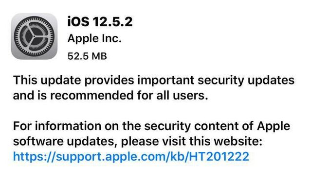 扶余苹果手机维修分享iOS12.5.2发布，建议所有老苹果用户安装 